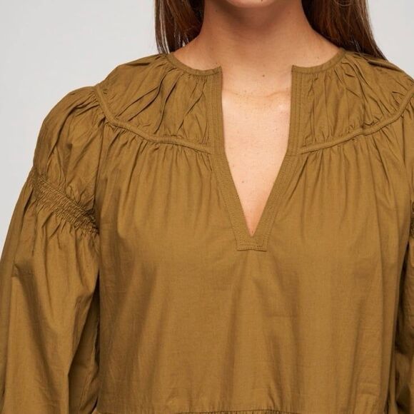 Ulla Johnson Rosa Puff-Sleeve Poplin Mini Dress in Willow Size 6 - Picture 6 of 12